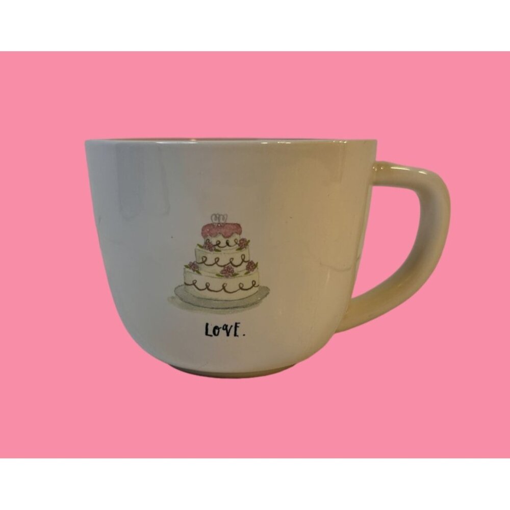 Rae Dunn Artisan Wedding Collection Pink & White LOVE Wedding Cake Coffee Mug